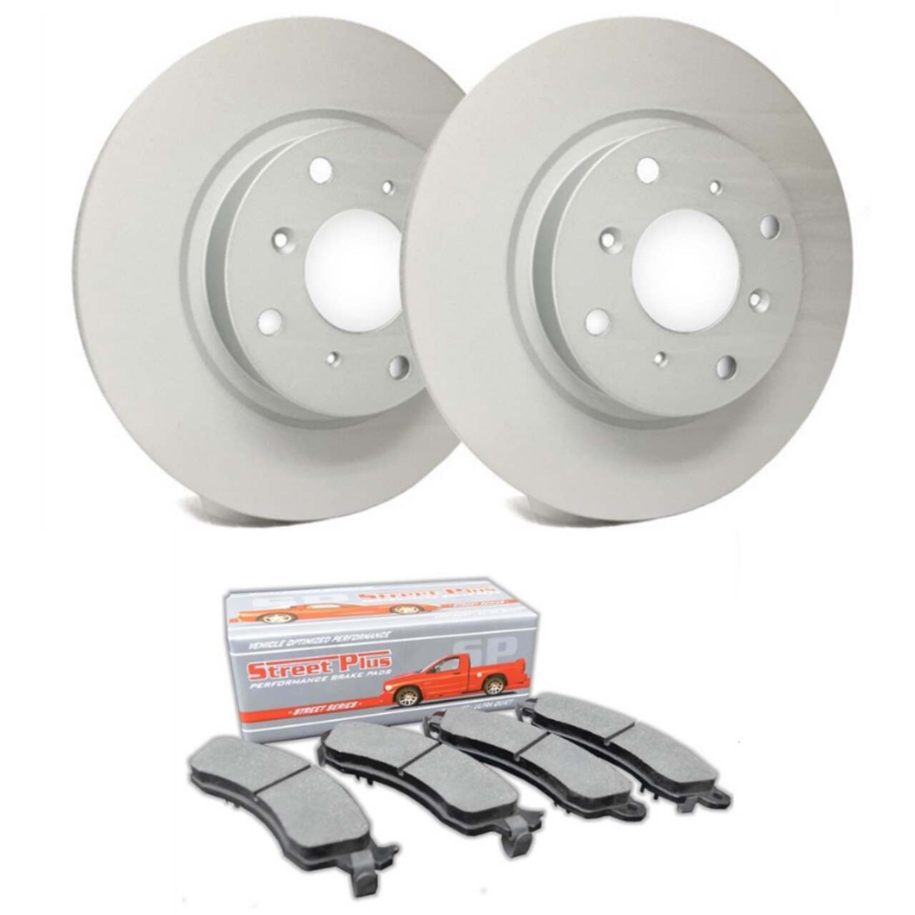 SP Performance SP Premium Rotors w/ Gray ZRC - Front Pair with Ceramic Brake Pads (11-14 GT Brembo; 12-13 BOSS 302; 07-12 GT500) - P54-151CD1001