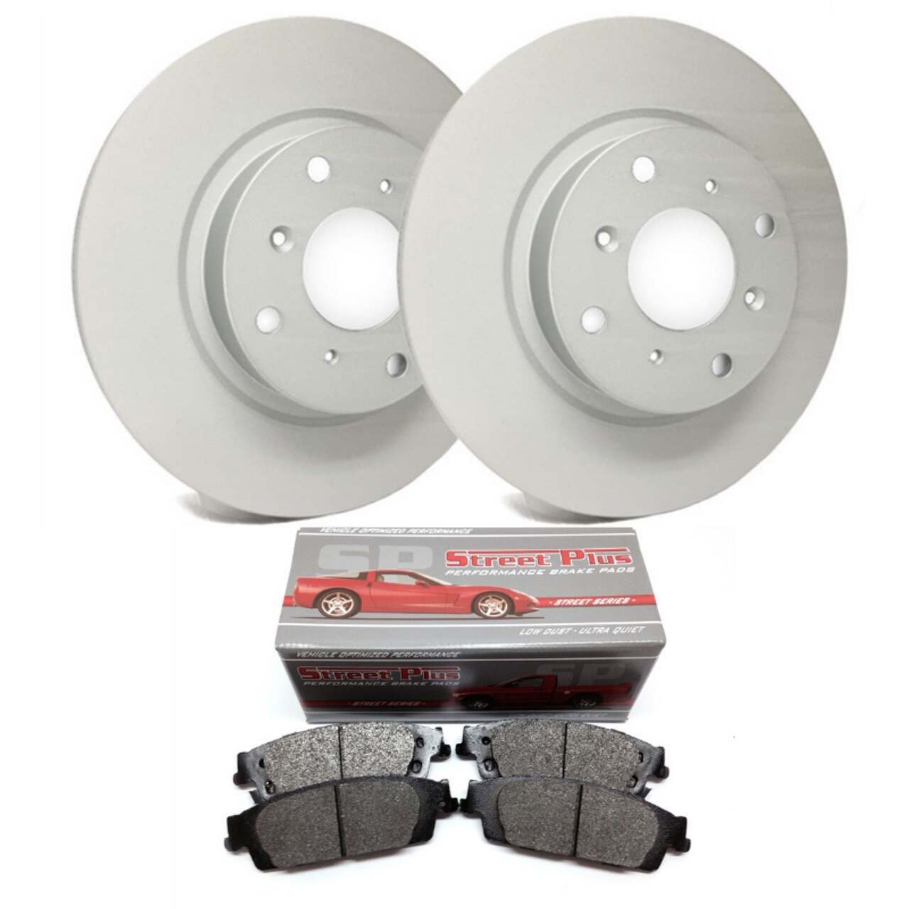 SP Performance SP Premium Rotors w/ Silver Zinc Coating - Rear Pair with Metallic Brake Pads (05-14 All, Excluding 13-14 GT500) - P54-131-PMD1465