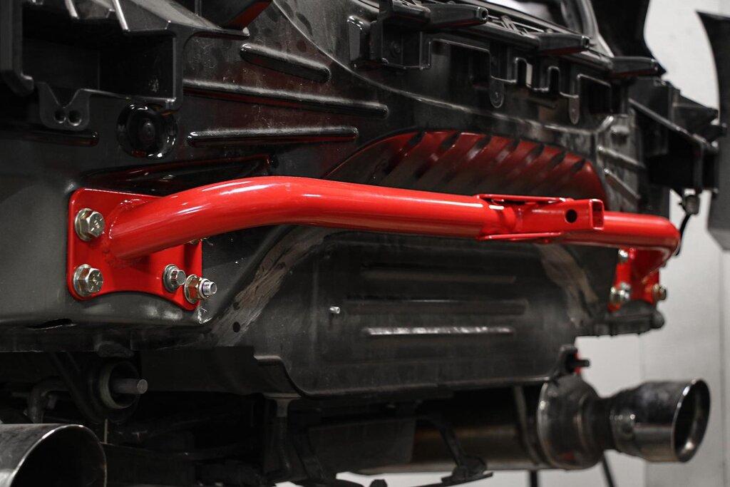 BMR Suspension PM760 Bolt-on Parachute Mount - Red Powdercoat (2015-2026 Mustang S550 & S650)