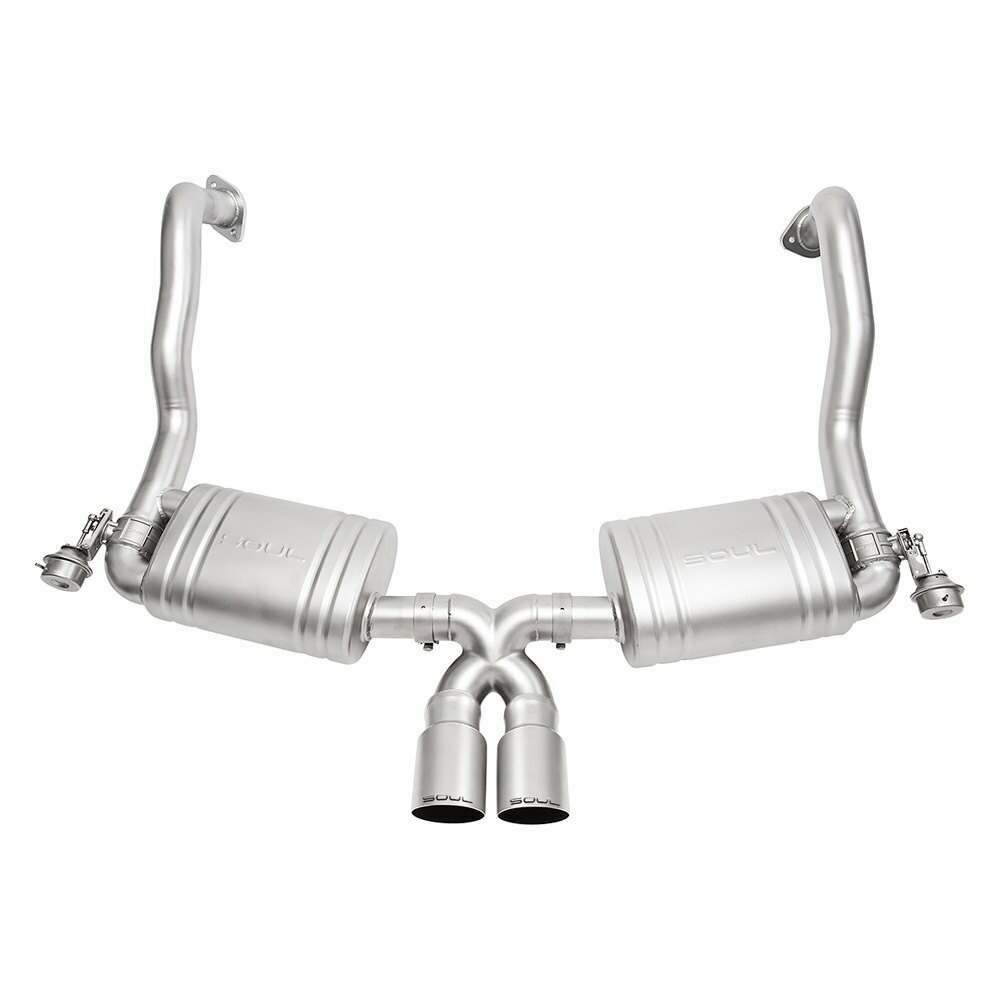 Soul Performance SOUL 13-16 Porsche 981 Cayman / Boxster Valved Exhaust - Straight Cut Brushed Finish Tips - POR.981.VES.SWTBR