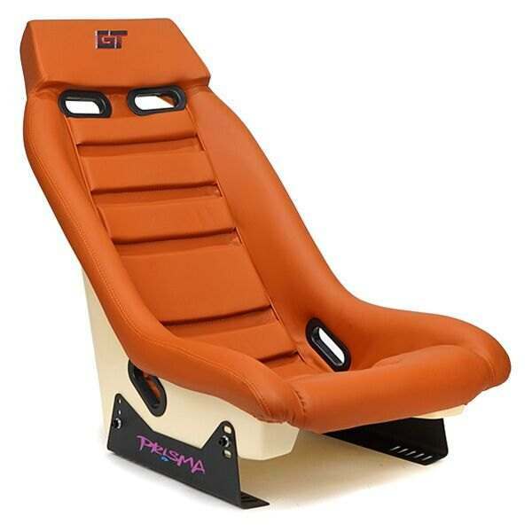 NRG GT Retro Bucket Seat features Brown PVC Leather, brown stitching, Off-White Fiberglass back - PRI-100BR-STARDUST