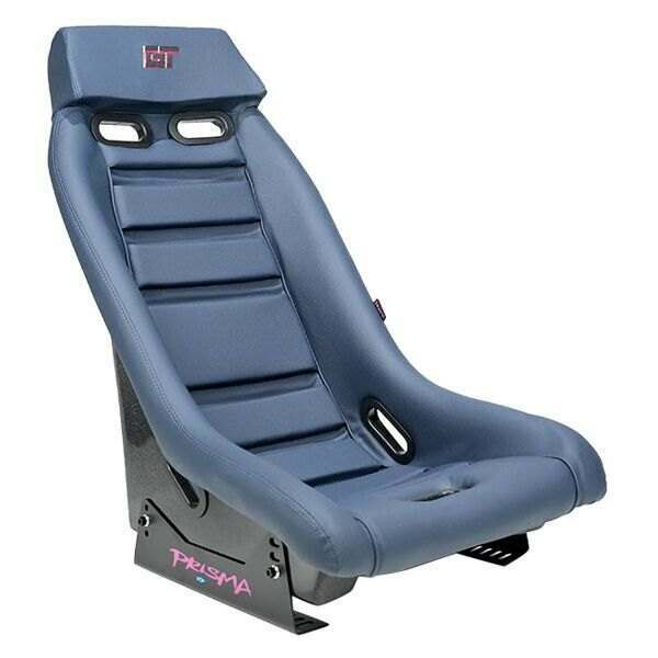 NRG GTS Retro Bucket Seat features Navy PVC Leather, Navy stitching, Silver Fiberglass back with glitter - PRI-150NVY