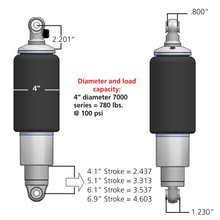 Ridetech Rear HQ Shockwaves, 7000 Series With 4.1" Stroke And 1.7" Eye - 21140701