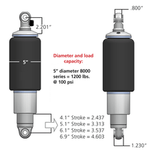 Ridetech Rear HQ Shockwaves, 8000 Series With 4.1" Stroke And 1.7" Eye. - 21140801
