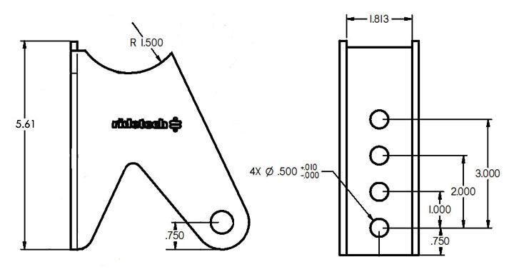 Ridetech Tri Link Axle Bracket, Uncoated. For 3" Axle Housing. - 90000159