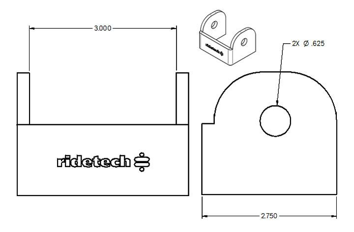 Ridetech Large Rod End Bracket, 3" Wide, Uncoated. - 90000188