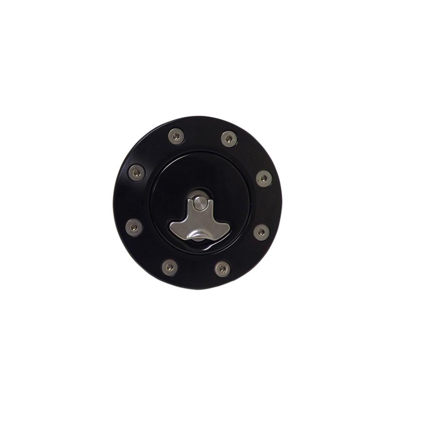 Ridetech Billet Aluminum Gas Cap, Universal Fit, Locking, Anodized Black. - 81000036