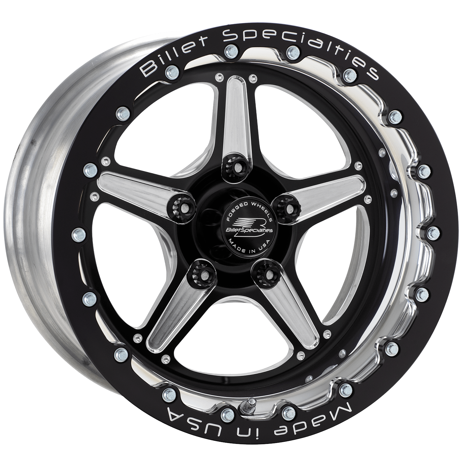 Billet Specialties Street Lite Wheel - Black Single Bead Lock 15X12 4.50" Back Spacing 73 BP - BRSB23512L7345