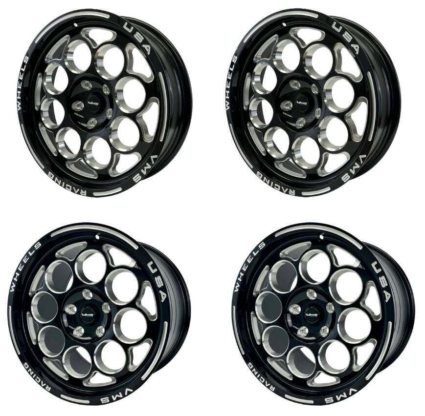 VMS Racing Modulo Front and Rear Street Drag Race Wheel Set (2005-2014 Mustang w/o Brembo Brakes / 2015-2023 Mustang w/ Brembo Brakes) - VWMO030-VWMO031