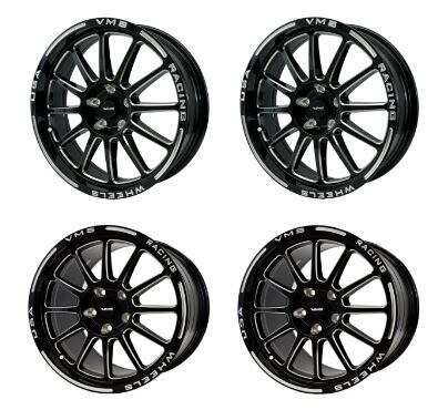 VMS Racing Black Hawk Front and Rear Street Drag Race Wheel Set (2010-2023 Camaro / 08-09 Pontiac G8 GT / 14-17 Chevy SS / 08-14 CTS-V / 06-13 C6 Z06 & GS) - VWBH018-VWBH017