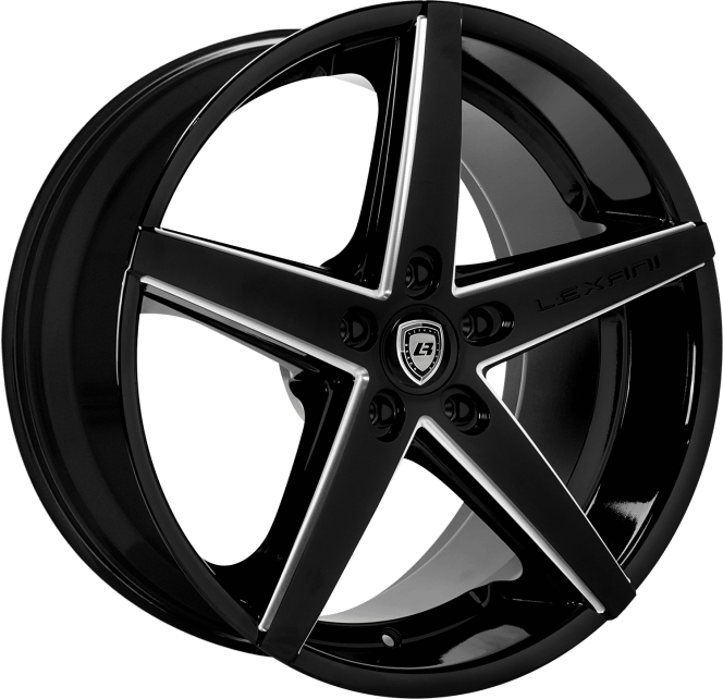 Lexani R4 Wheel 22x9, 5x115 Bolt Pattern, 20mm Offset, Milled Finish - Blk w/CNC Groove - R04-2290-15-20BG