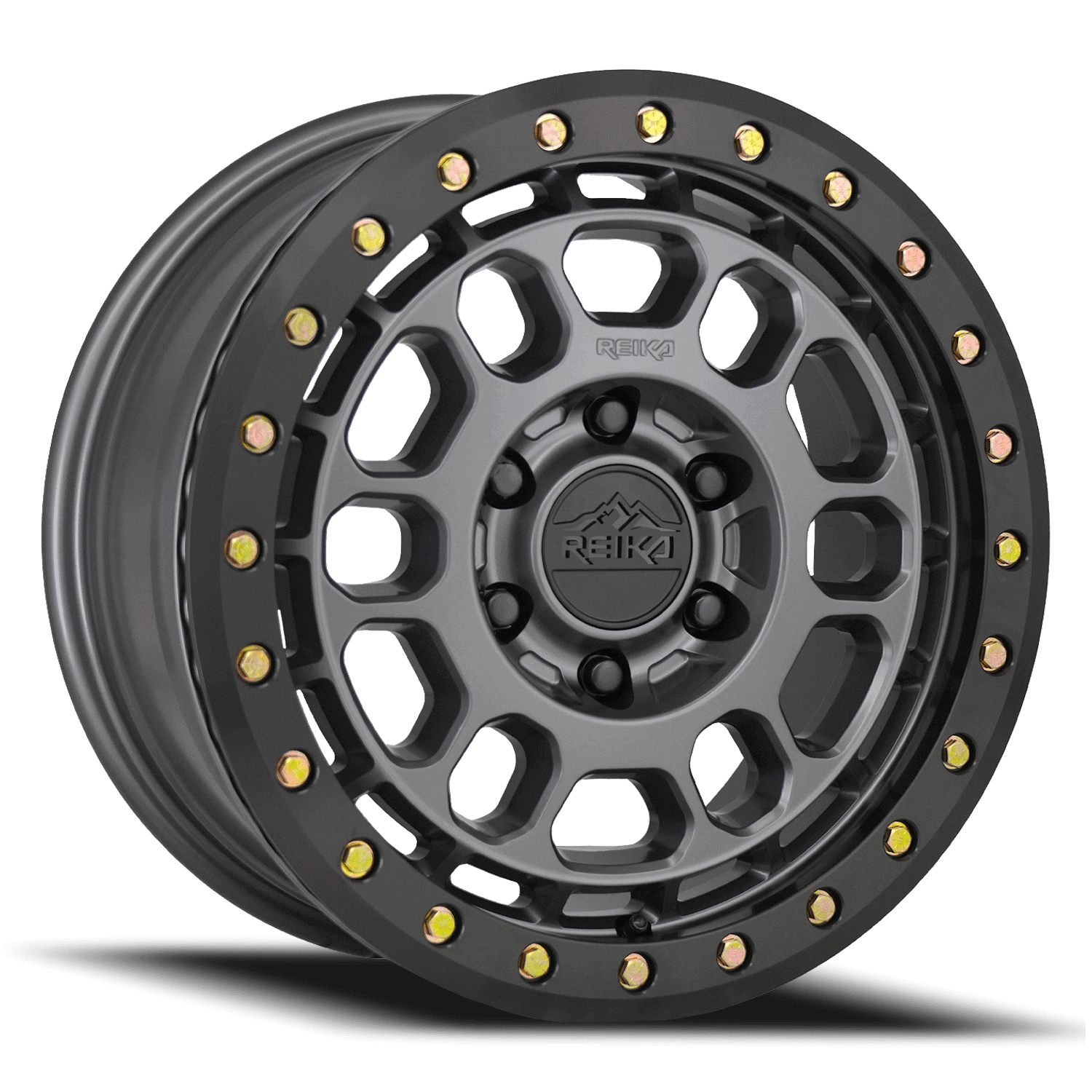 Reika R35B Rambler Beadlock 17x8 | 6x130 | +30 - Satin Gunmetal w/ Black E Coated Ring - R35780306354BL-2