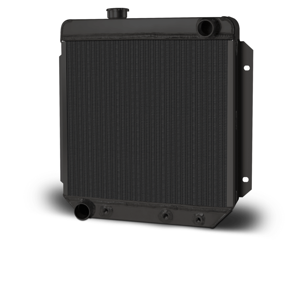 AFCO Aluminum Black Radiator 1964 1/2-66 Mustang Passenger Outlet With Trans Cooler AFCO - 81276-B-NA-Y