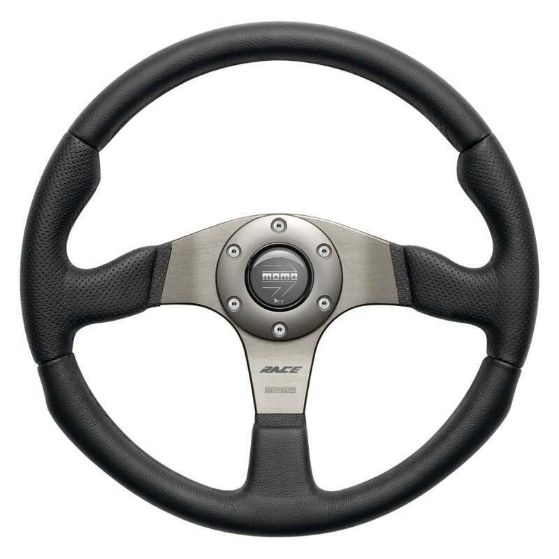 Momo Steering Wheel - Race, 350 Diam, 40 Dish, Blk Leather, Anth Spokes - RCE35BK1B