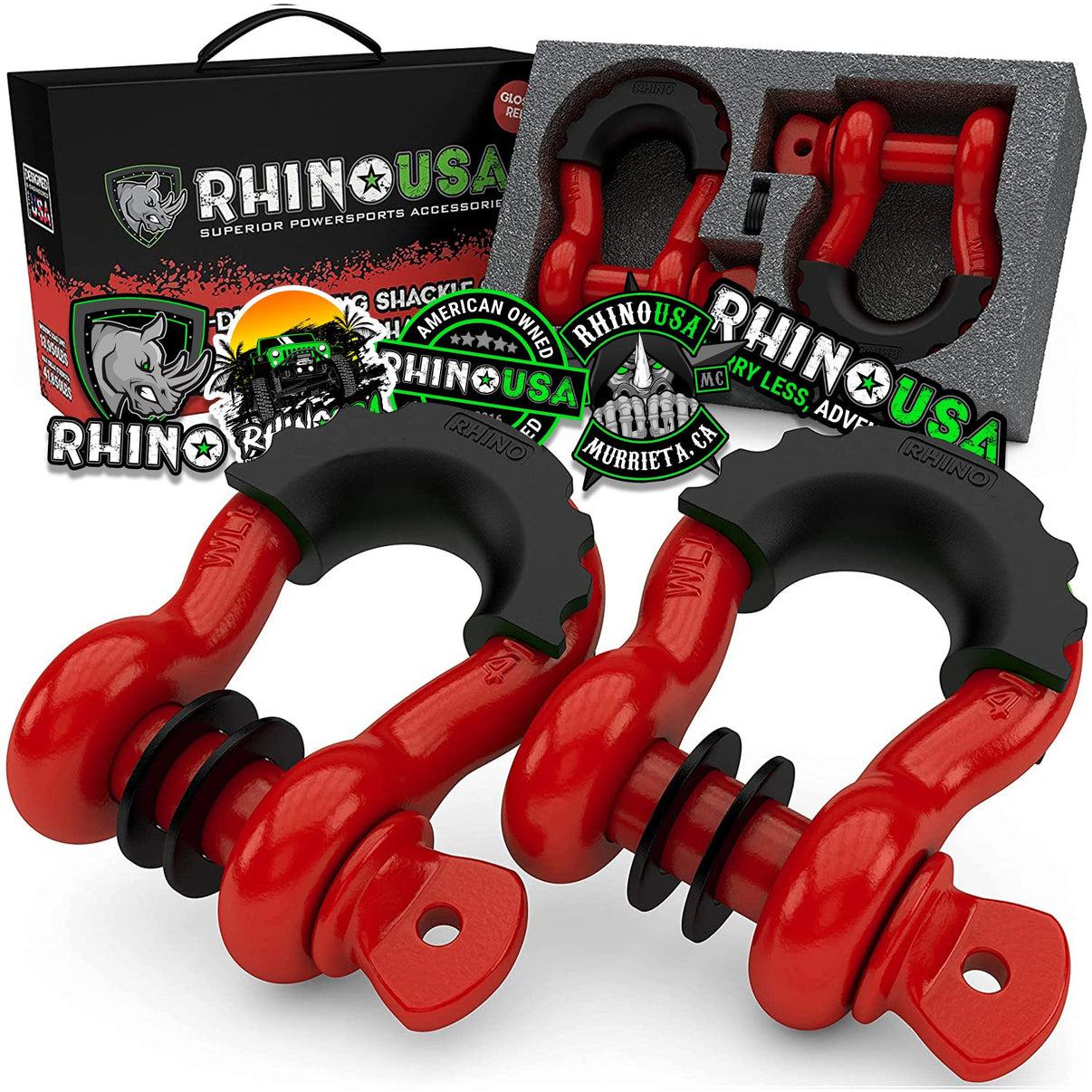 Rhino USA 3/4" D-Ring Shackle Set (2-Pack)(Red) - RNO-RED-SHACKLES