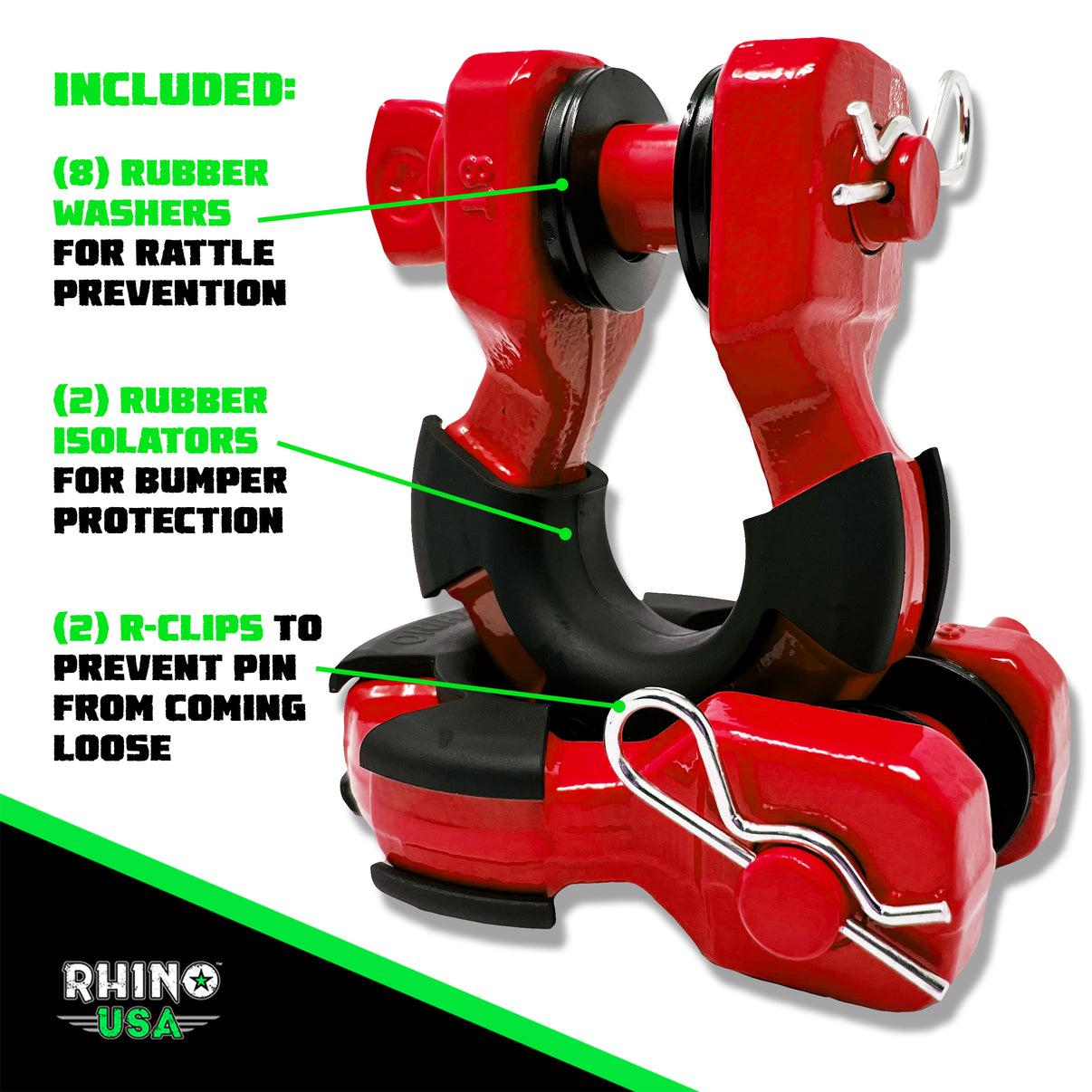 Rhino USA 8T Super Shackle 2-Pack (Red) - SUPERSHACK-RED