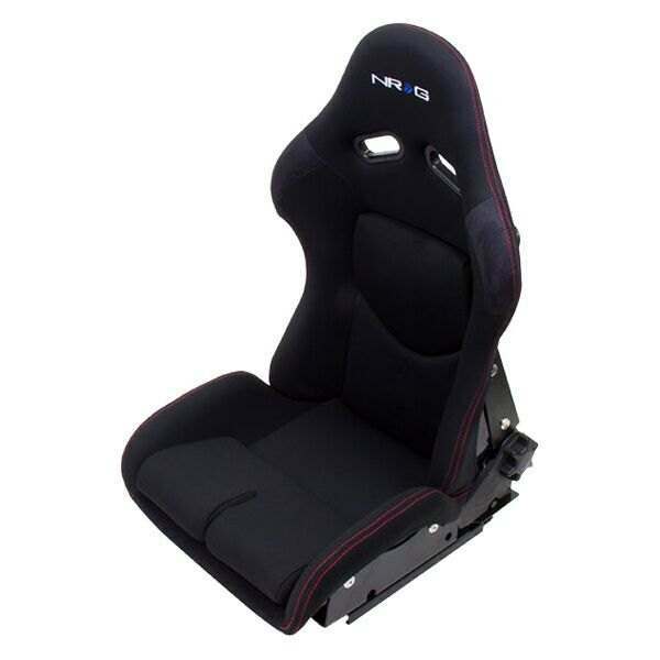 NRG Reclinable FRP Bucket Seat, black cloth, red stitching with Black backing ( one piece) - RSC-400BK