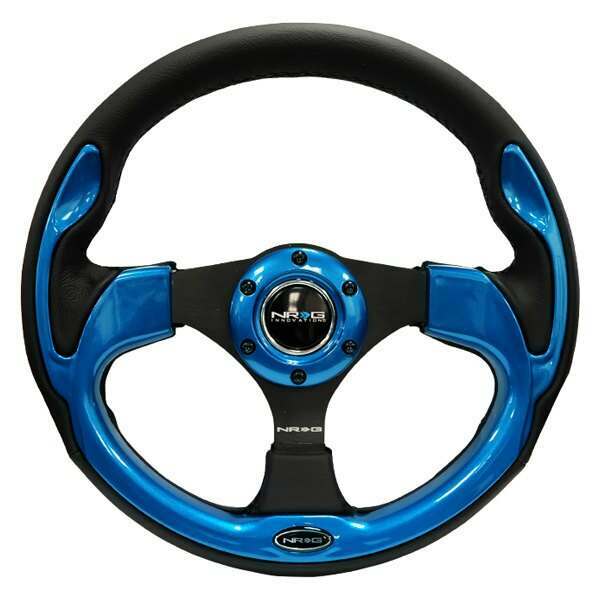NRG Reinforced Steering Wheel- 320mm Sport Steering Wheel w/ Blue Trim - RST-001BL