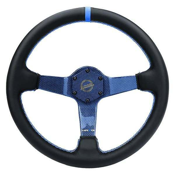 NRG CARBON FIBER STEERING WHEEL 350mm BLUE Carbon Fiber, Blue stiching, blue center mark, Leather - RST-036CF-BL