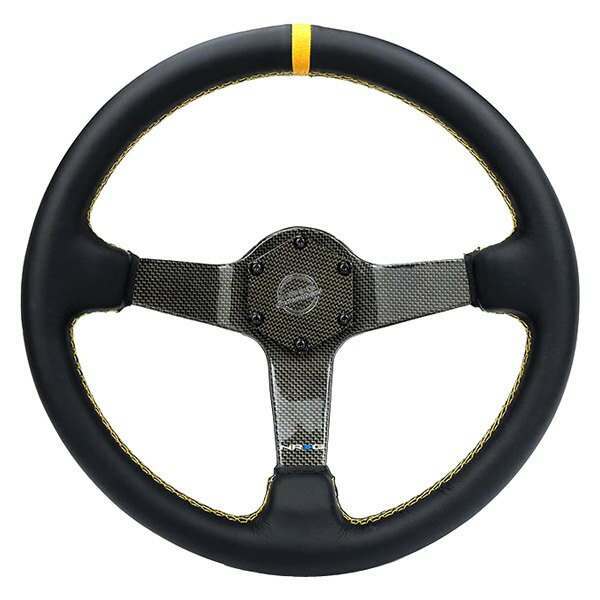 NRG CARBON FIBER STEERING WHEEL 350mm SILVER Carbon Fiber, SILVER stiching, SILVER center mark, Leather - RST-036CF-GD