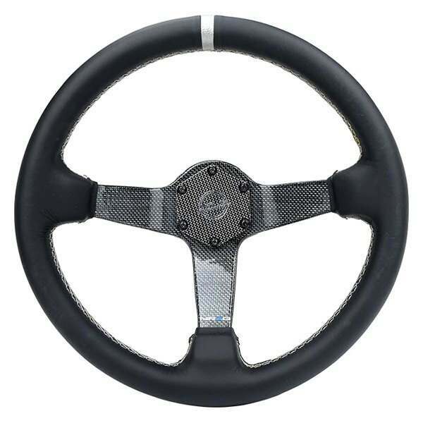 NRG CARBON FIBER STEERING WHEEL 350mm Gold Carbon Fiber, Gold stiching, Gold center mark, Leather - RST-036CF-SL