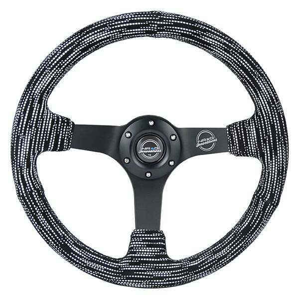 NRG Reinforced Steering Wheel - 3" Deep, 5mm Matte black spoke, 350mm Sport Steering Wheel Black stitch, hyper Drive micro Fiber print pattern - RST-036MB-SA-H