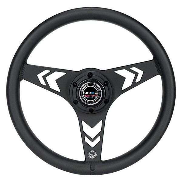 NRG All Aluminum Steering Wheel 330mm - Arow Cutout- Ergonomic Grip- Anadized Black - RST-070-BK