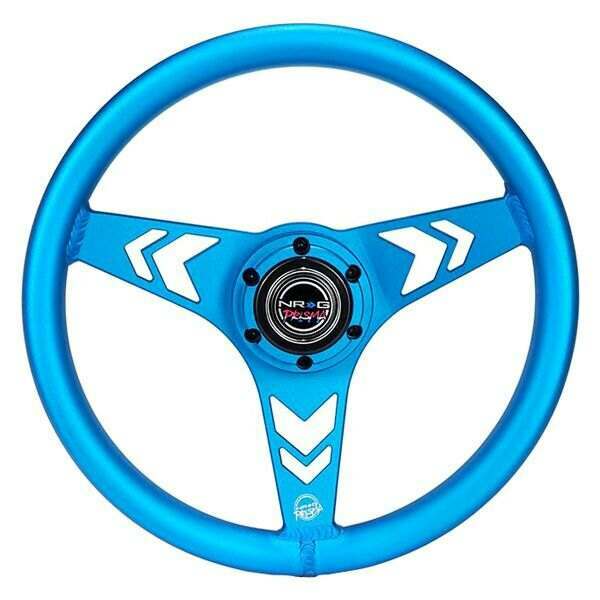 NRG All Aluminum Steering Wheel 330mm - Arow Cutout- Ergonomic Grip- Anadized Blue - RST-070-BL