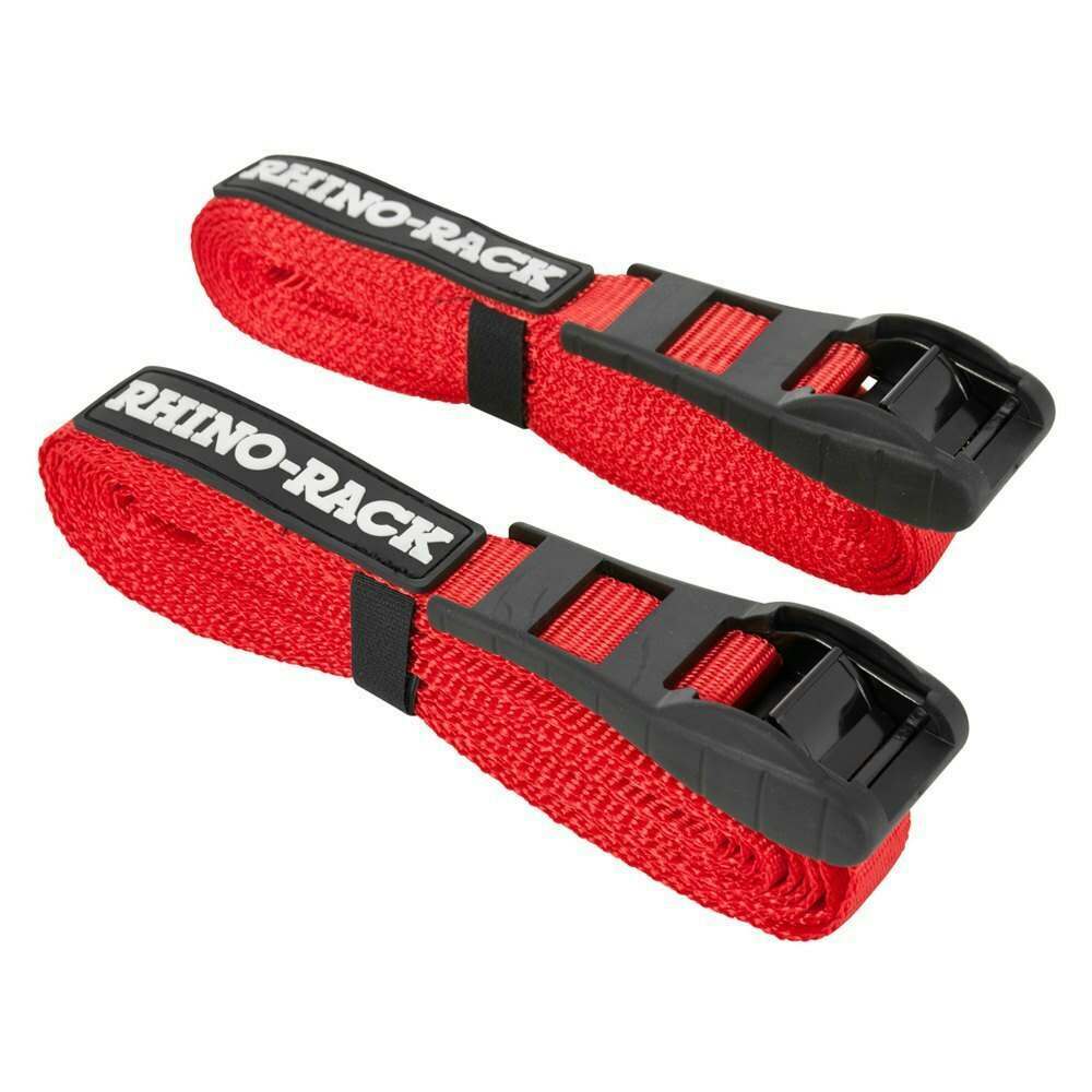 Rhino-Rack Rapid Tie Down Straps w/Buckle Protector - 4.5m/15ft - Pair - Red - RTD45P