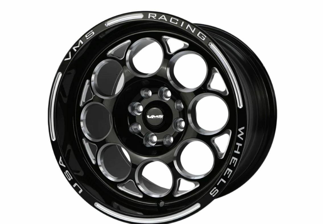 VMS Racing Modulo Wheel 15x10, 4x100 / 4x108. 20 Offset, 6.3" Backspacing (1979-1993 Fox Body Mustang) - Black Milling Finish - VWMO013