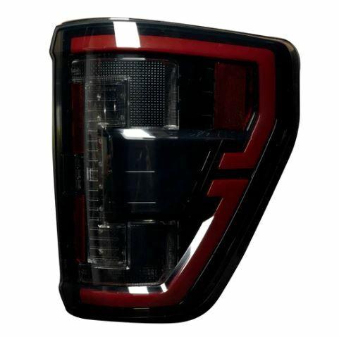 Recon OLED Tail Lights (Replaces OEM LED Style Tail Lights) - Smoked Lens (2021-2023 Ford F-150 / Raptor) - 264568BK