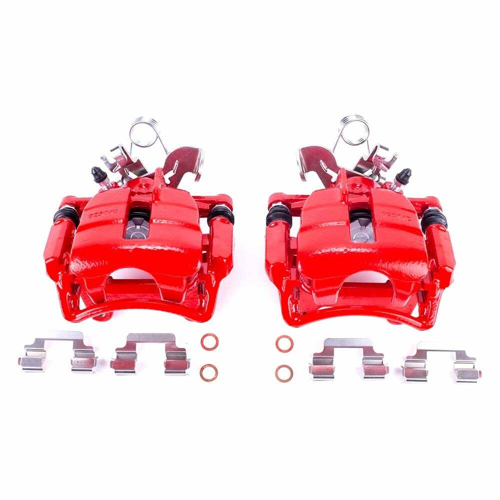 Power Stop 04-09 Audi S4 Rear Red Calipers w/Brackets - Pair - S3252