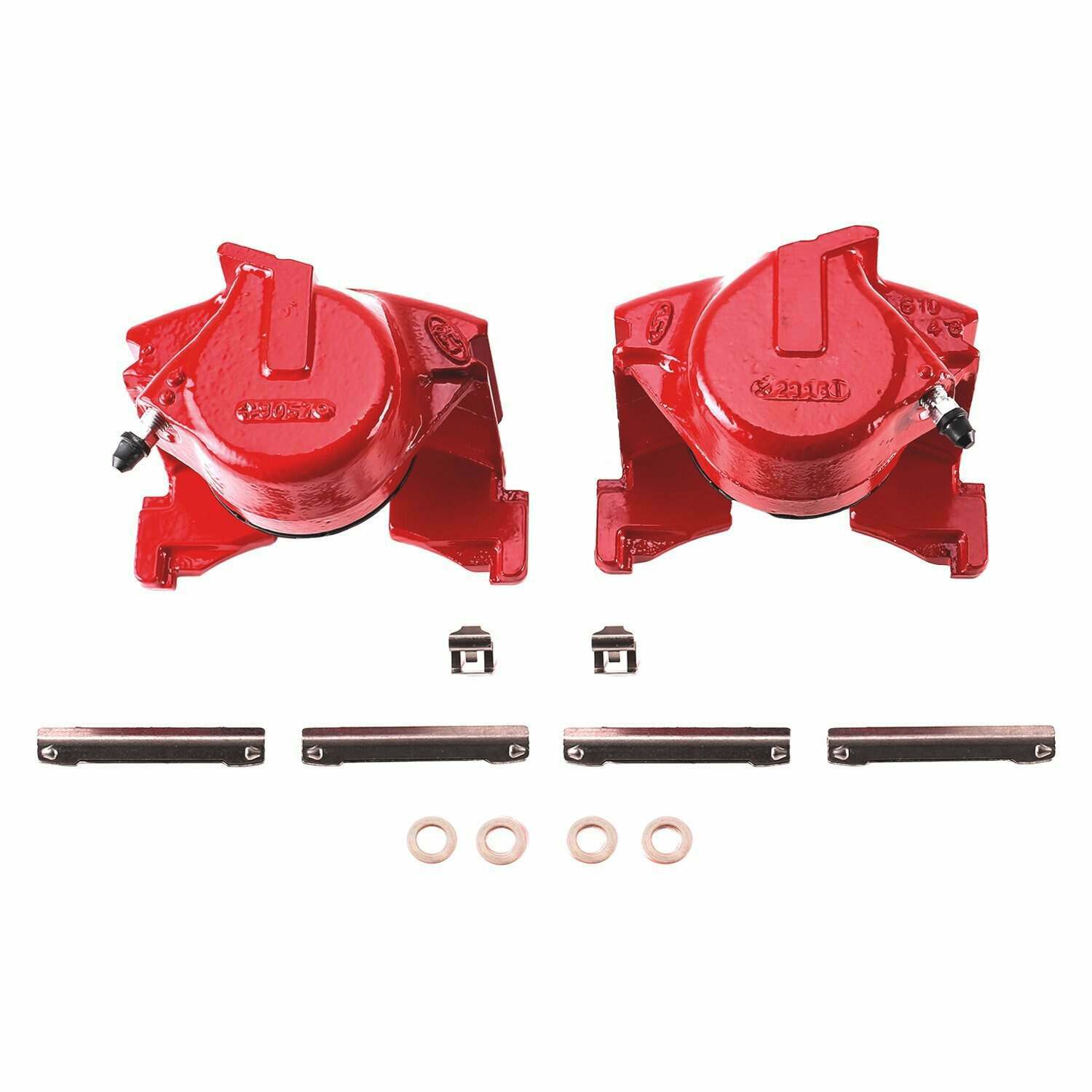 Power Stop 86-93 Ford Bronco Front Red Calipers w/o Brackets - Pair - S4255