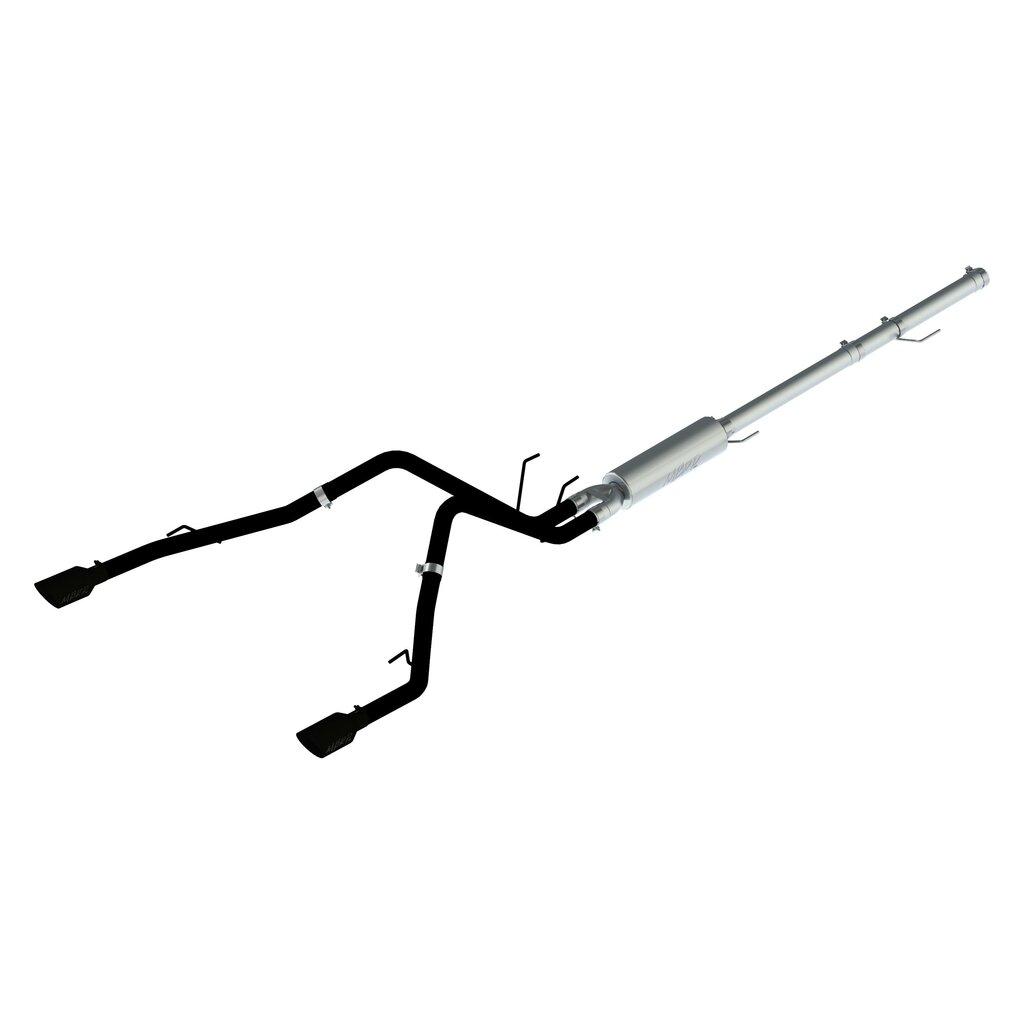 MBRP 2 1/2in. Cat Back; Dual Split Rear; Black Coated (through stock bumper) (2009-2010 Ram 1500,2011-2018 Ram 1500,2019-2019 Ram 1500 Classic) - S5146BLK