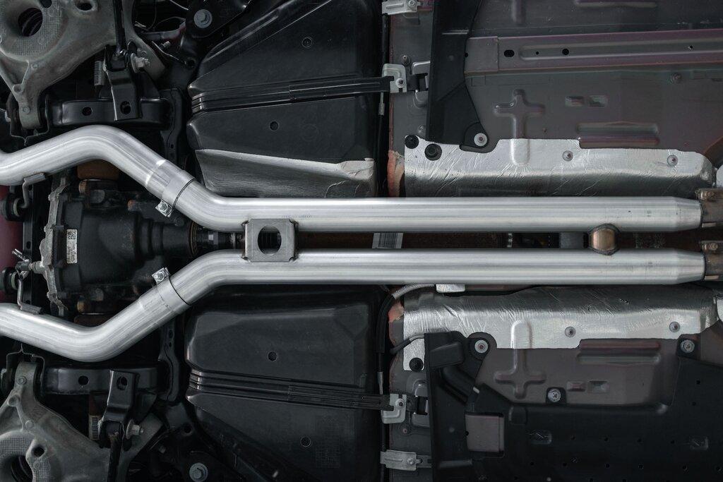 MBRP 3" Cat-Back Exhaust System Aluminized Series Race With 4" Polished Quad Exhaust Tips Without Active Exhaust (2018-2023 Mustang GT) - S7207AL