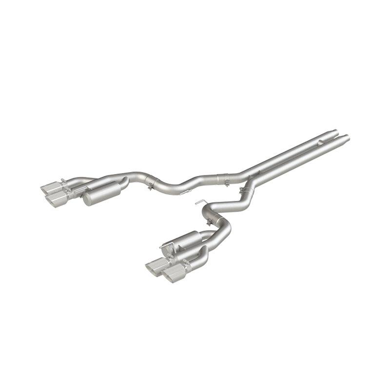 MBRP 3" Cat-Back Exhaust System Aluminized Series Race With 4" Polished Quad Exhaust Tips Without Active Exhaust (2018-2023 Mustang GT) - S7207AL