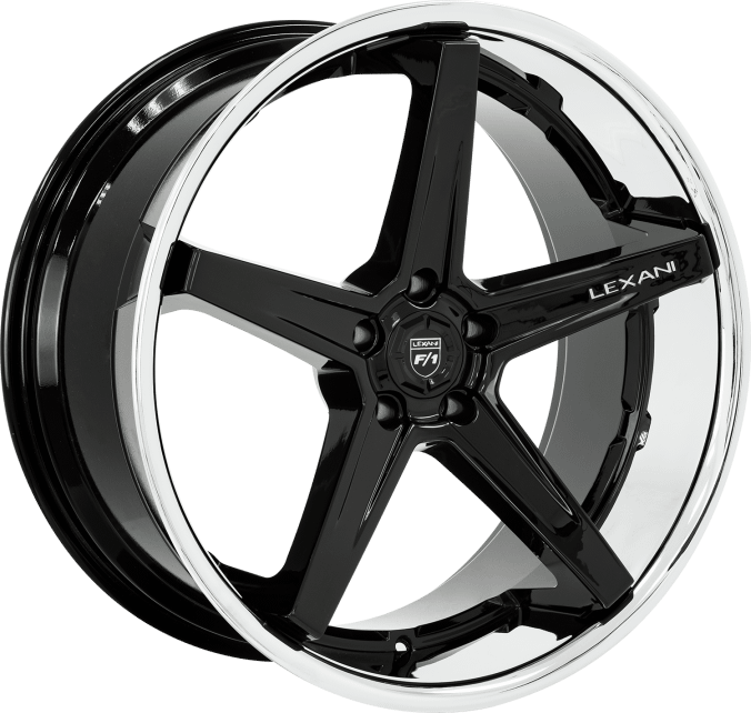 Lexani SAVAGE Wheel 22x10.5, 5x114.3 Bolt Pattern, 45mm Offset, Painted Finish - Gloss Black w/ SS Chrome Lip - 684-2205-66-45FBS