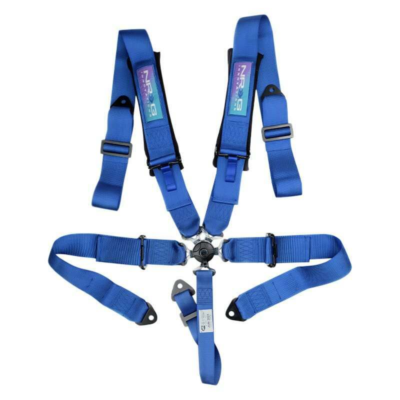 NRG SFI 16.1 5pt 3 inch Seat Belt Harness with pads / Cam Lock - Blue 06/21 - SBH-B6PCBL