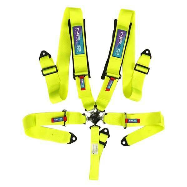 NRG SFI 16.1 5pt 3 inch Seat Belt Harness with pads / Cam Lock - Neon Green 12/22 - SBH-B6PCNG