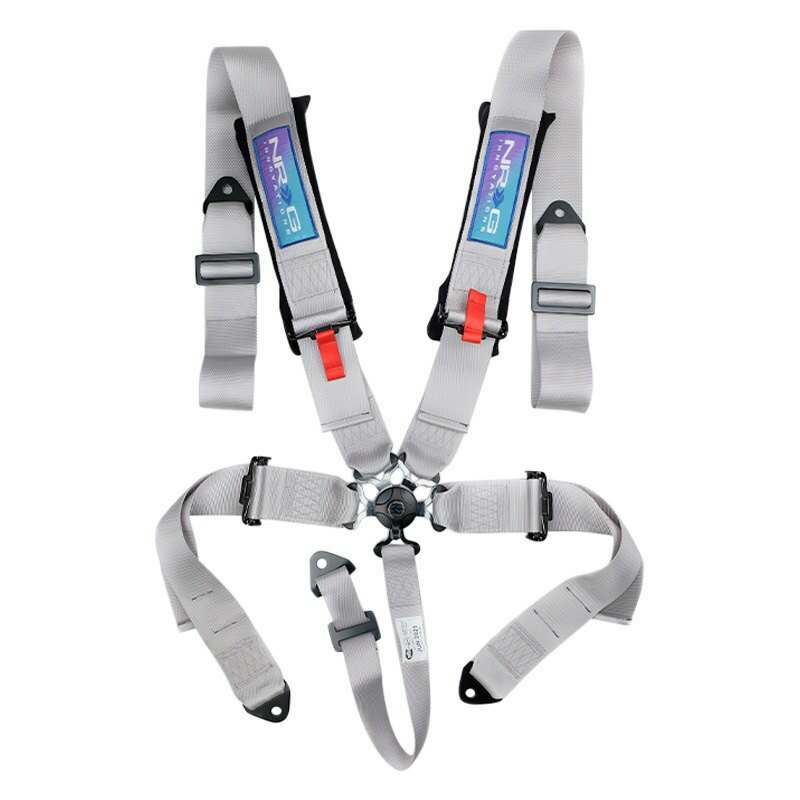 NRG SFI 16.1 5pt 3 inch Seat Belt Harness with pads / Cam Lock - Silver 12/22 - SBH-B6PCSL