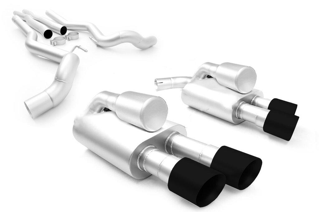 Long Tube Headers FDCB00008B 2.75" Scorpion Full Cat Back Exhaust with Dual Satin Black Tips (2018-2023 Mustang GT)