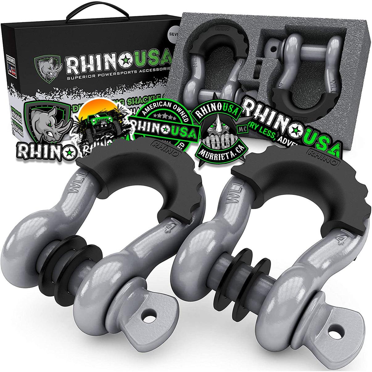 Rhino USA 3/4" D-Ring Shackle Set (2-Pack)(Gray) - RNO-GRY-SHACKLES