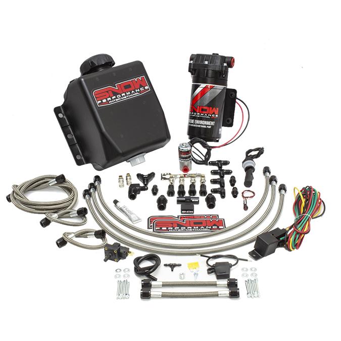 Snow Performance Stage 1 Water-Methanol Injection Quad Nozzle Kit (SS Braided Line) - SNO-201QUAD-BRD