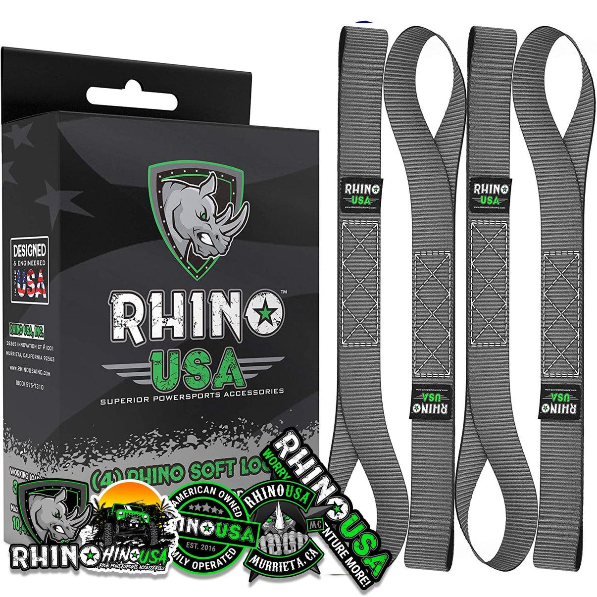 Rhino USA Rhino Usa Soft Loops Motorcycle Tie-Down Set 4-Pack Gray - SOFT4PACK-GRY
