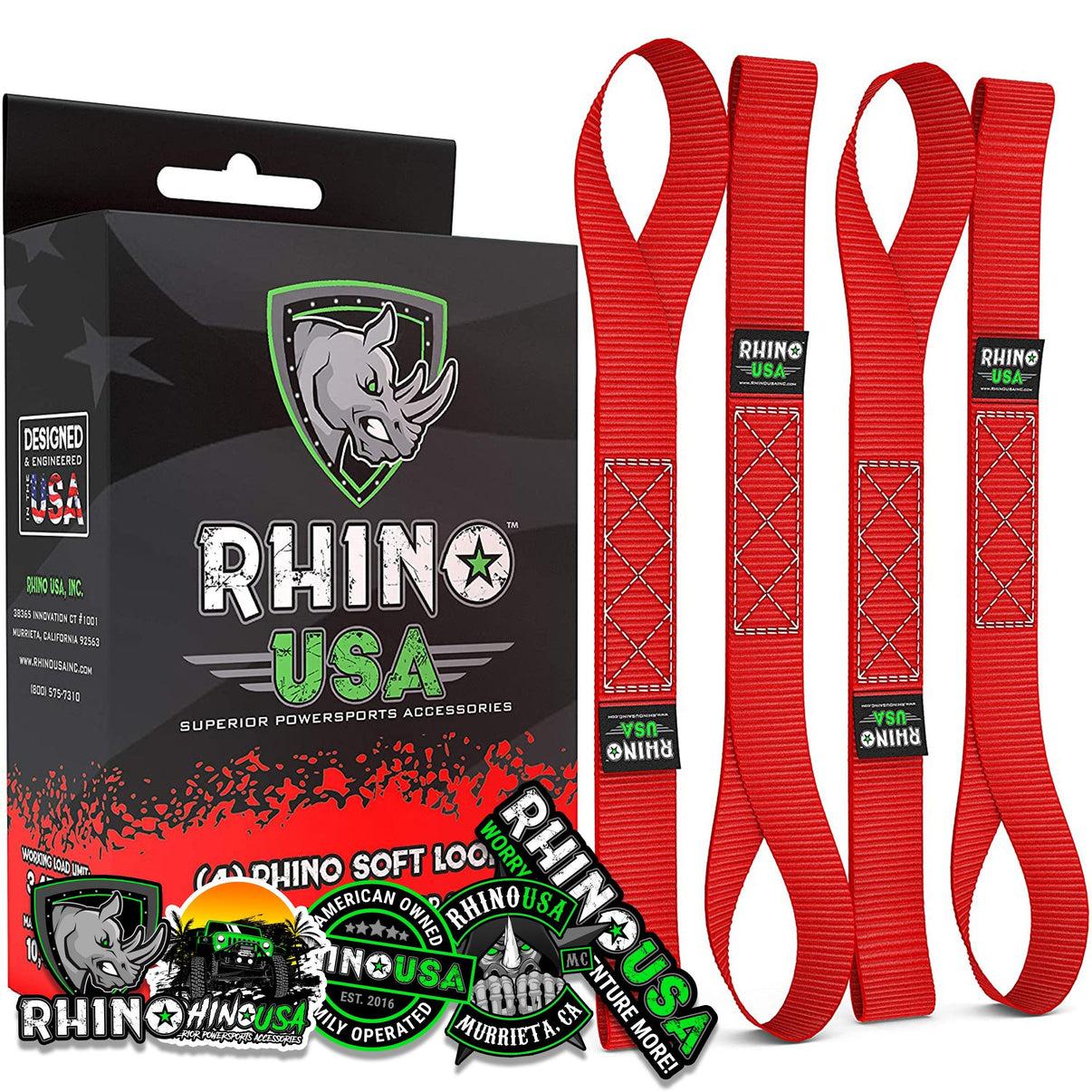 Rhino USA Rhino Usa Soft Loops Motorcycle Tie-Down Set 4-Pack Red - SOFT4PACK-RED