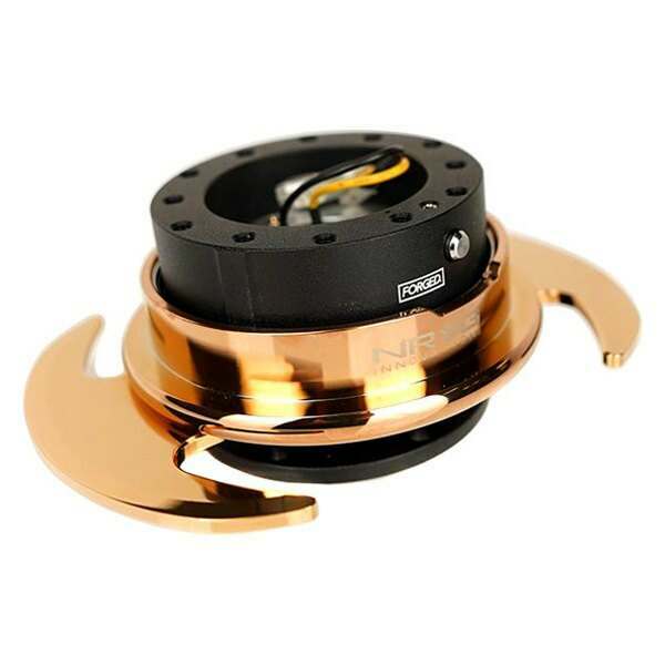 NRG Quick Release Kit - Black Body/Chrome Rose Gold Ring w/ Handles - SRK-650BK-CRG