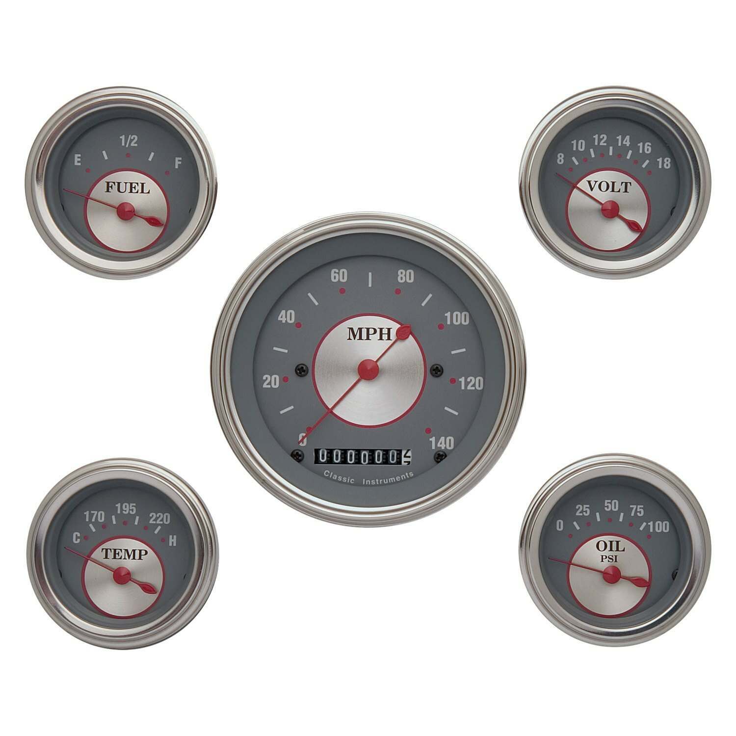 Classic Instruments Silver Series Five Gauge Set - SS00SLF