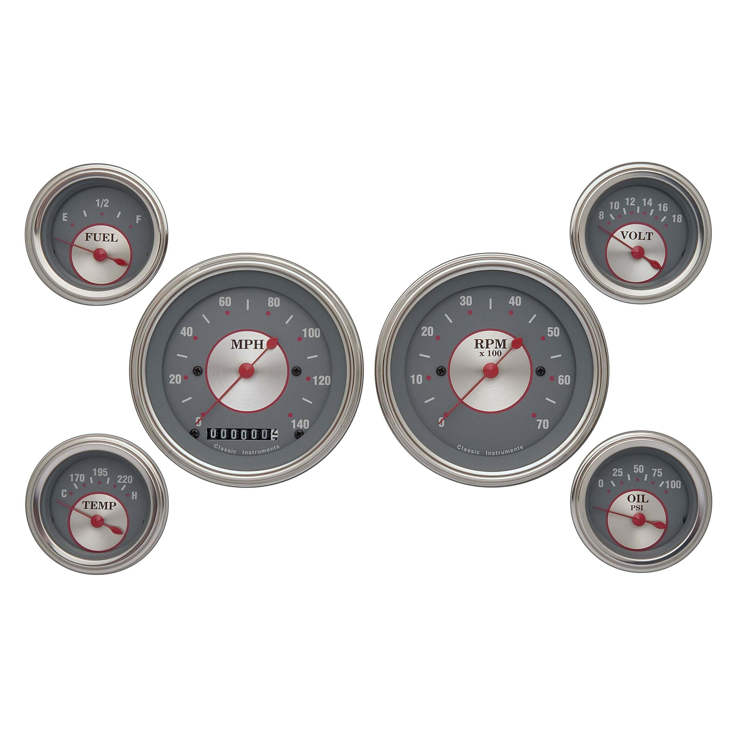Classic Instruments Silver Series Six Gauge Set - SS01SLF
