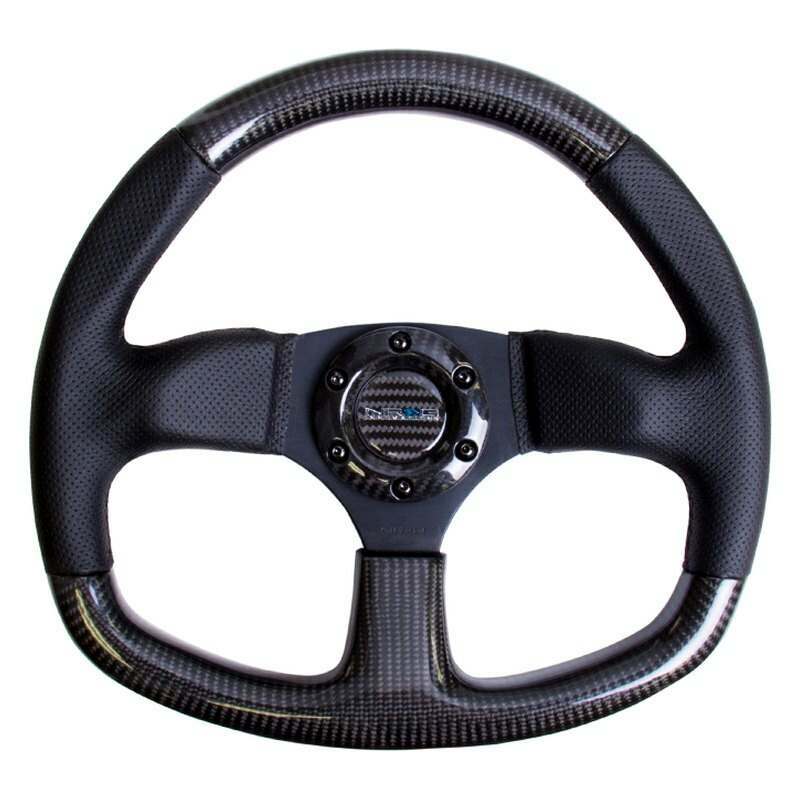 NRG CARBON FIBER STEERING WHEEL 320mm FLAT BOTTOM w/ Black stitching - ST-009CFBS