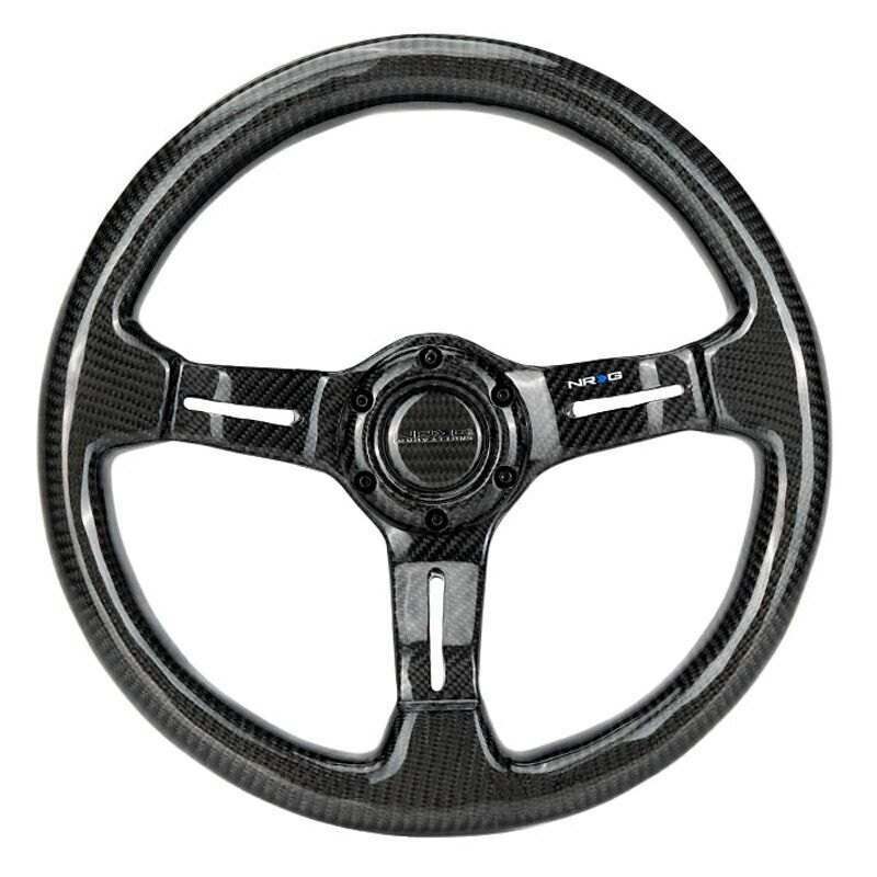 NRG CARBON FIBER STEERING WHEEL350mm 1.5" Deep Dish with Carbon Fiber Center Spoke - ST-010CF-CF